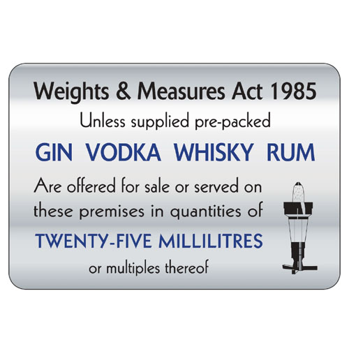 25ml Weights and Measures Act Sign - Silver